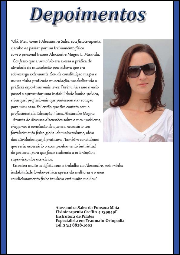 Personal Trainer em BH - Depoimento Alessandra Fisioterapeuta