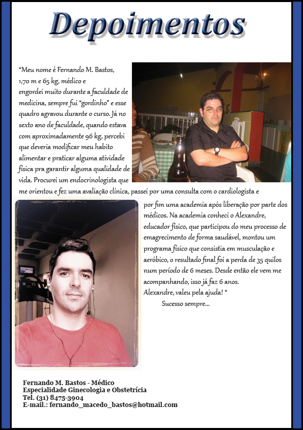 Alexandre Magno Personal Trainer BH Depoimento Fernando Medico